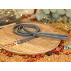 Повідець для собак BronzeDog Crazy шкіряний рожеве золото Денім