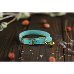 Нашийник для Котів BronzeDog Crazy шкіряний з золотим дзвіночком Ментол