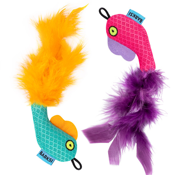 Іграшка для Котів Barksi Рибка з дзвіночком та пір'ям 8 х 5 см Ментолова