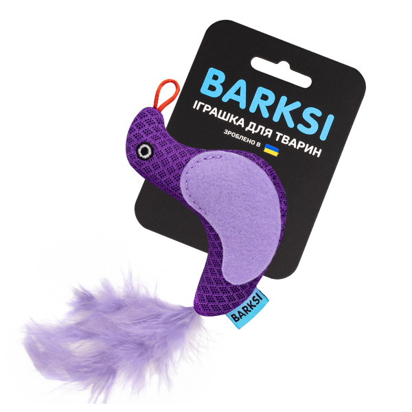 Іграшка для Котів Barksi Пташка з дзвіночком та пір'ям 9 х 8 см Фіолетова