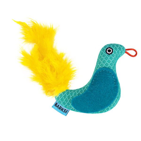 Іграшка для Котів Barksi Пташка з дзвіночком та пір'ям 9 х 8 см Ментолова