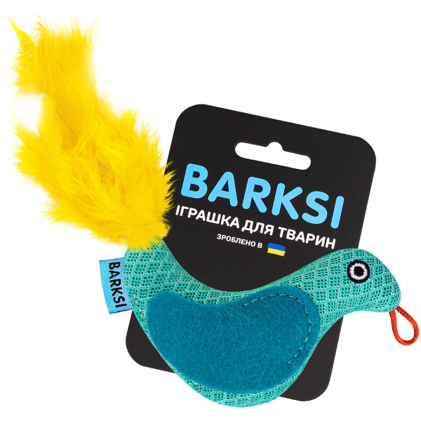 Іграшка для Котів Barksi Пташка з дзвіночком та пір'ям 9 х 8 см Ментолова