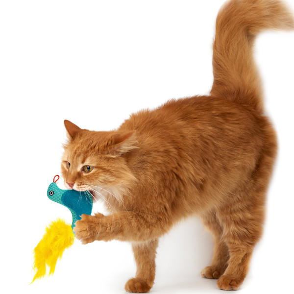 Іграшка для Котів Barksi Пташка з дзвіночком та пір'ям 9 х 8 см Ментолова