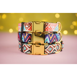 Нашийник для собак BronzeDog Urban нейлоновий з золотою пряжкою Ромби Коричневі