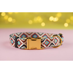 Нашийник для собак BronzeDog Urban нейлоновий з золотою пряжкою Ромби Коричневі