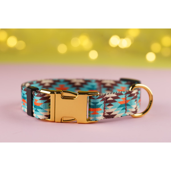 Нашийник для собак BronzeDog Urban нейлоновий з золотою пряжкою Зелений