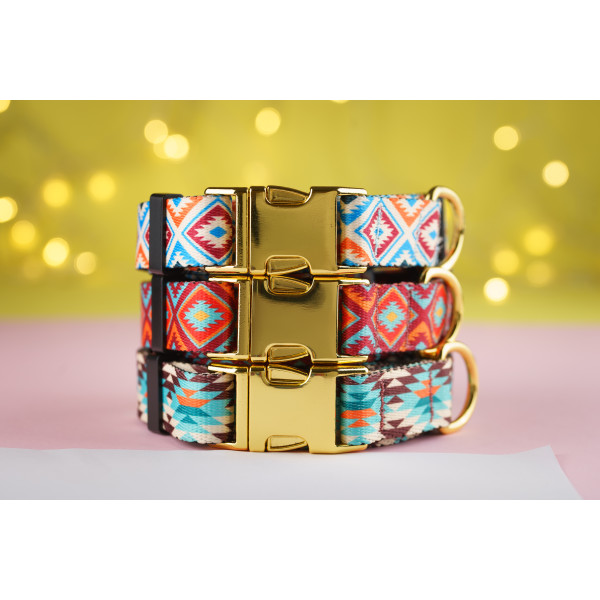 Нашийник для собак BronzeDog Urban нейлоновий з золотою пряжкою Зелений