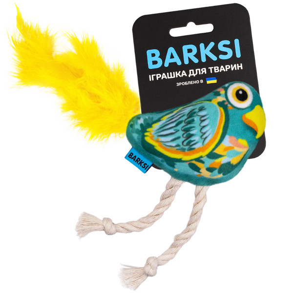 Іграшка для Котів Barksi Папуга з дзвіночком та пір'ям