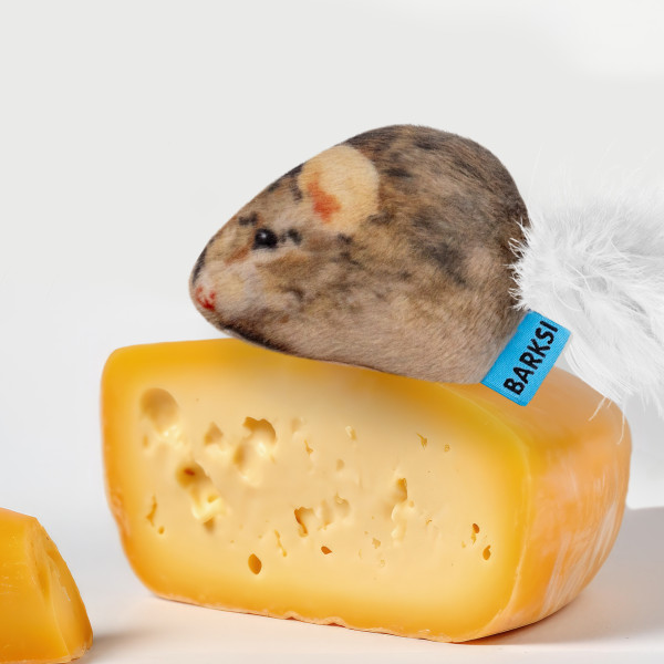 Іграшка для Котів Barksi Мишка з дзвіночком та пір'ям