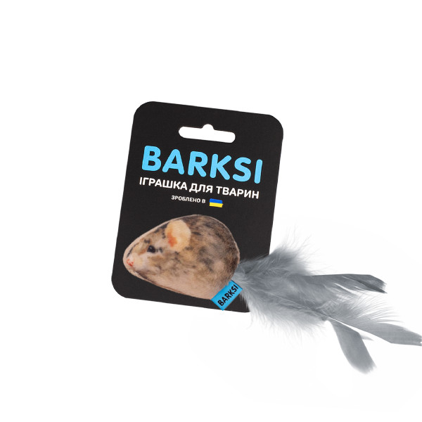 Іграшка для Котів Barksi Мишка з дзвіночком та пір'ям